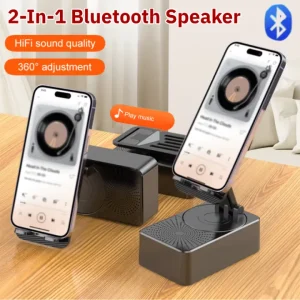 Bluetooth Speaker With Phone Stand 360º Rotating Mobile Phone Holder Anti-Slip Base Bluetooth Audio 5000mAh Power Bank Bracket