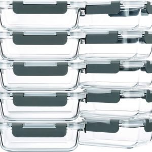 ฉลองครบรอบ! สินค้ามีจำนวนจำกัด เพียง 49 บาท: M MCIRCO ชุดกล่องแก้ว 10 ชิ้น 22 ออนซ์ สำหรับเตรียมอาหาร เก็บอาหาร พร้อมฝา ใช้ได้กับไมโครเวฟ เตาอบ ช่องแช่แข็ง และเครื่องล้างจาน