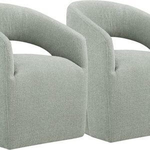 เก้าอี้รับประทานอาหารบุด้วยเบาะพร้อมล้อเลื่อน ไม่ต้องประกอบ เก้าอี้ทรงถังสไตล์โมเดิร์นพร้อมล้อเลื่อน สำหรับห้องรับประทานอาหาร ห้องนอน ห้องนั่งเล่น ห้องอ่านหนังสือ ชุด 6 ตัว